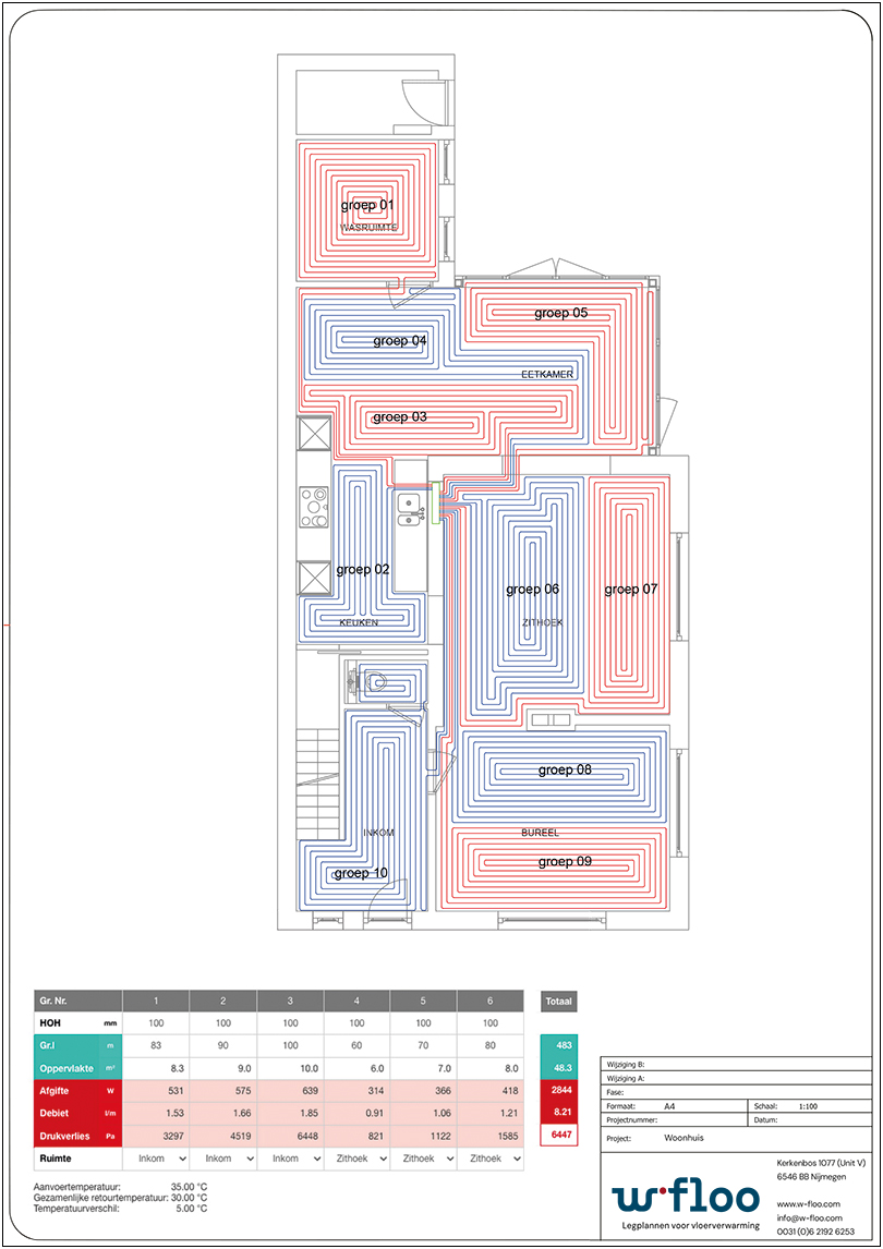 vloerverwarming calculatie